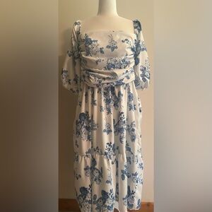 Floral Blue and White Dress